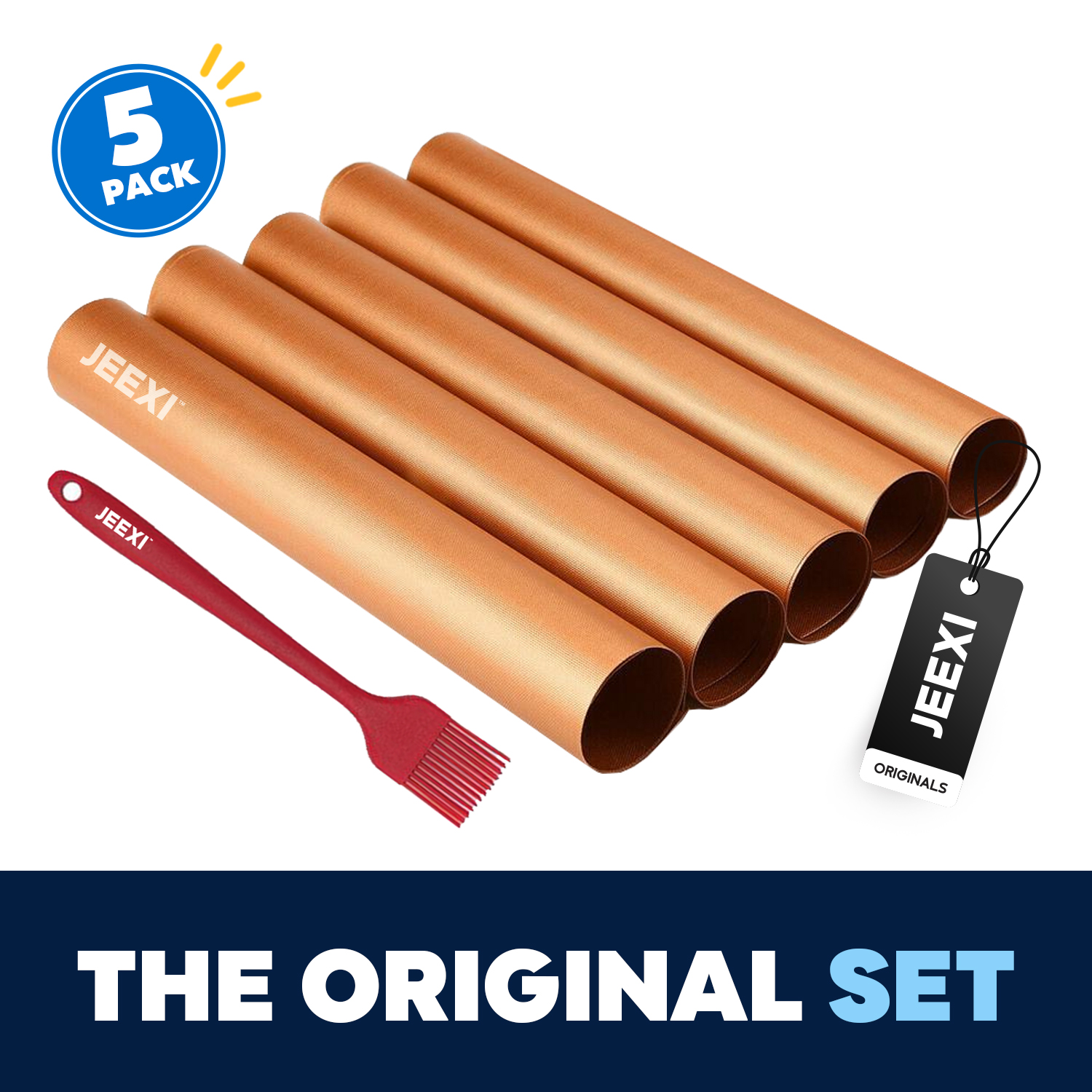 Copper Grill Mat - Set of 5 Heavy Duty BBQ Grill Mats Non Stick Easy Clean, BBQ Grill & Baking Mats - Reusable, Pad Bake Cooking Sheet Barbecue Grilling Accessories