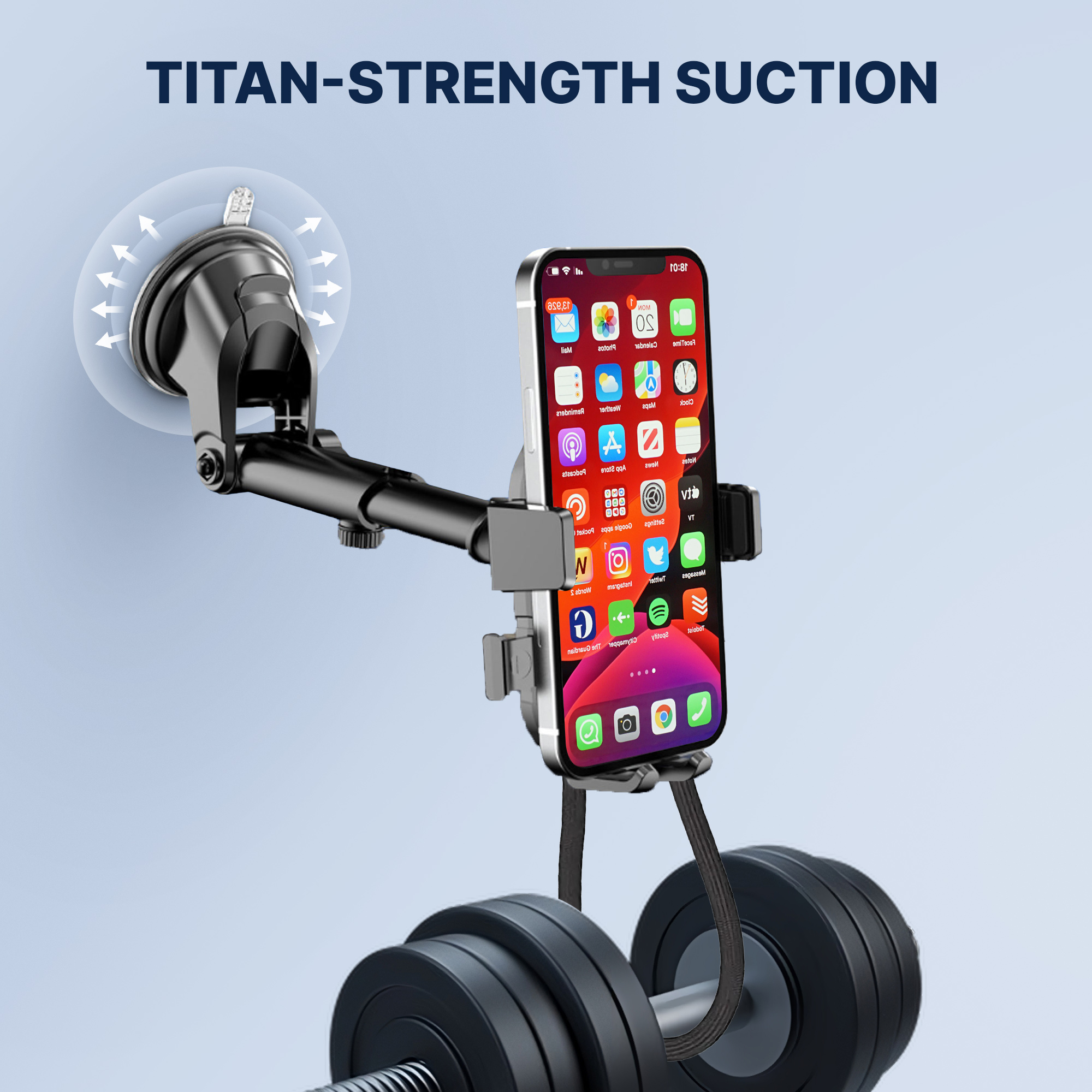 JEEXI Strong Phone Holder Car Mount, Super Powerful Suction Dashboard Windshield Cellphone Holder, Hands Free Universal Air 5