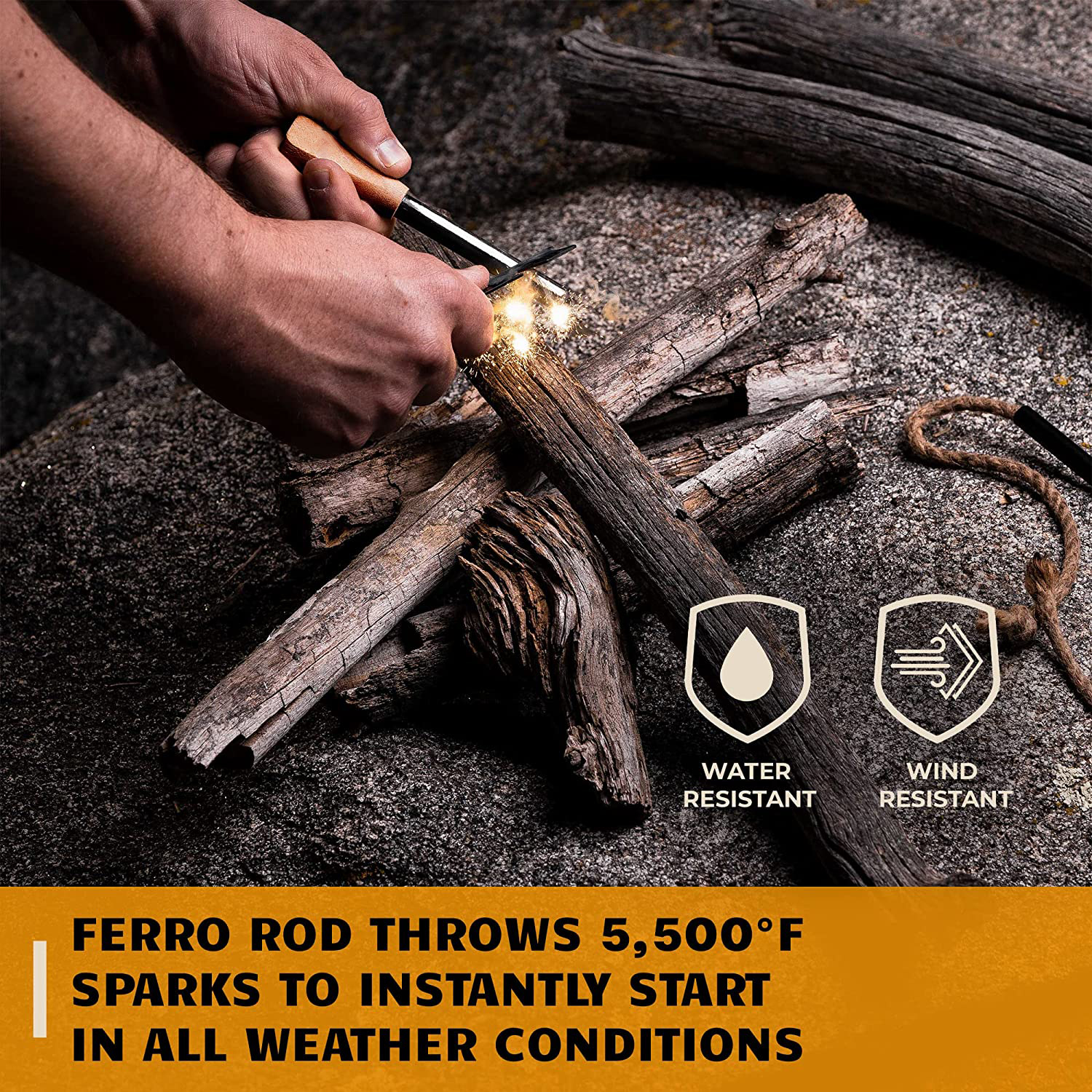 Survival Ferro Rod Fire Starter Kit & Backpacking Multitool3