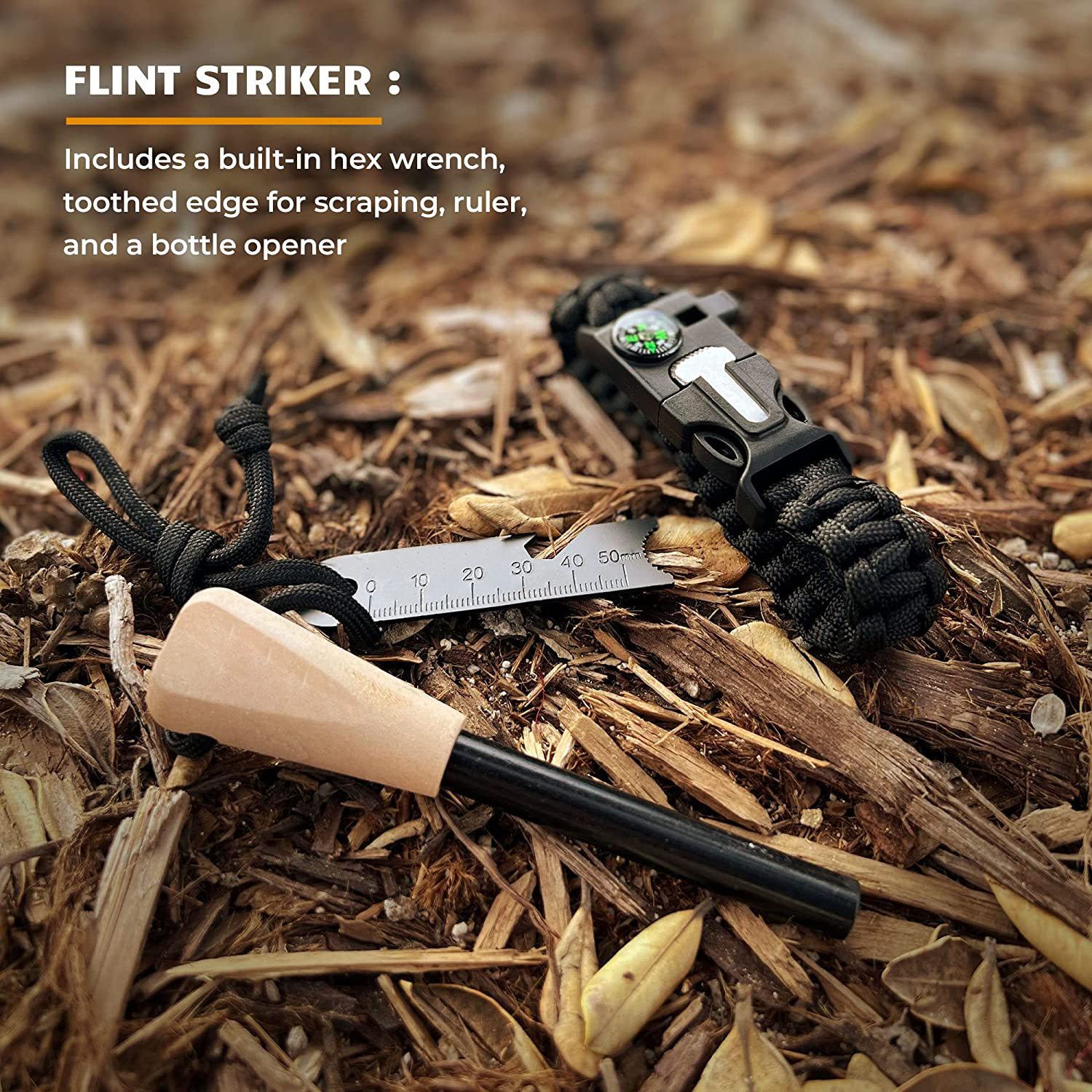 Survival Ferro Rod Fire Starter Kit & Backpacking Multitool5