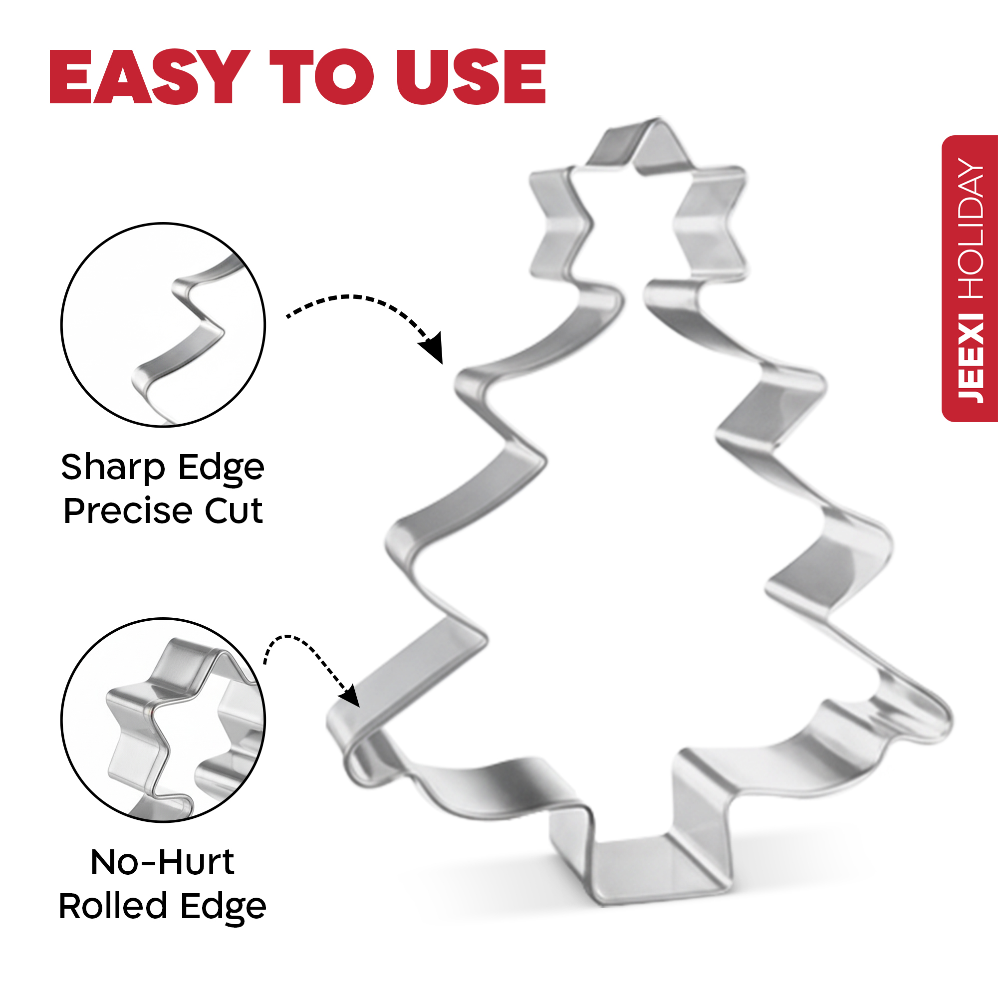 JEEXI 14 Pack Christmas Cookie Cutters Set, Holiday Winter Xmas Cookies Cutters, Party Baking Supplies, Stainless Steel Gingerbread Man Tree Snowflake 3