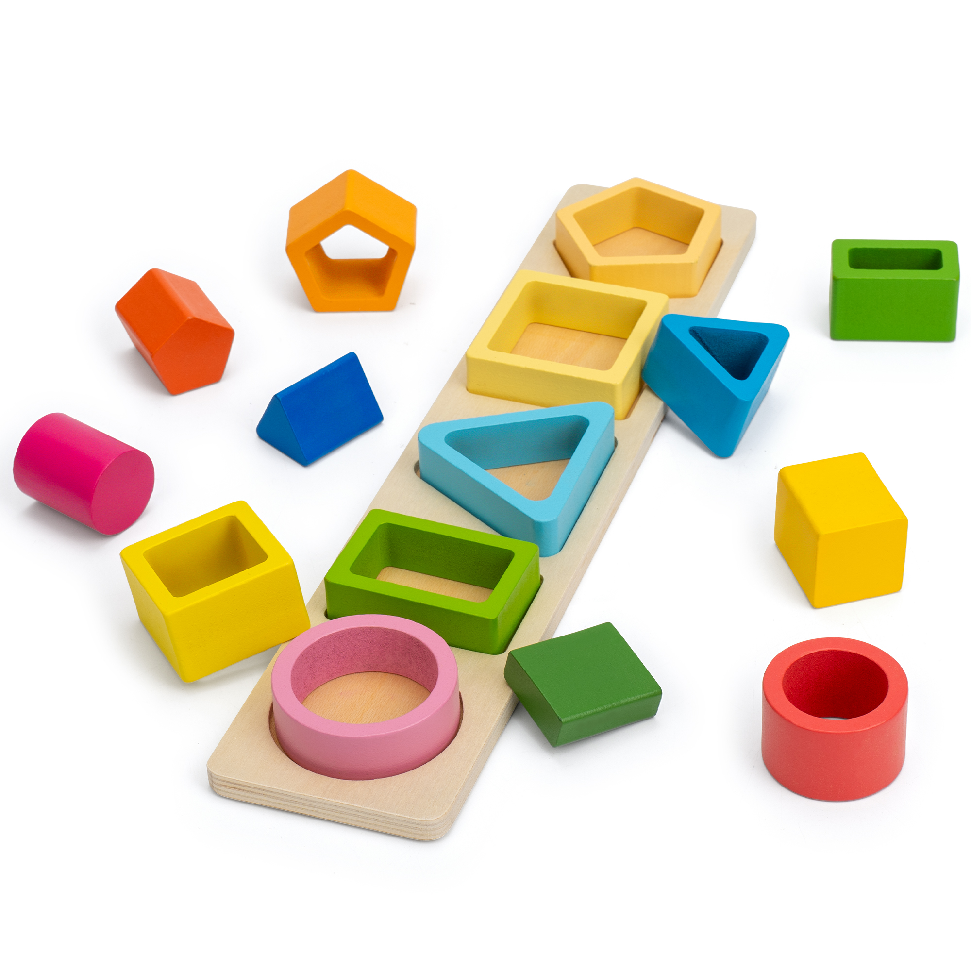 Jeexi Montessori Toys for 18+ Months Old - Toddlers Wooden Sorting and Stacking Toys for Baby Boys and Girls - Shape Sorter and Color Stacker Prescho 3