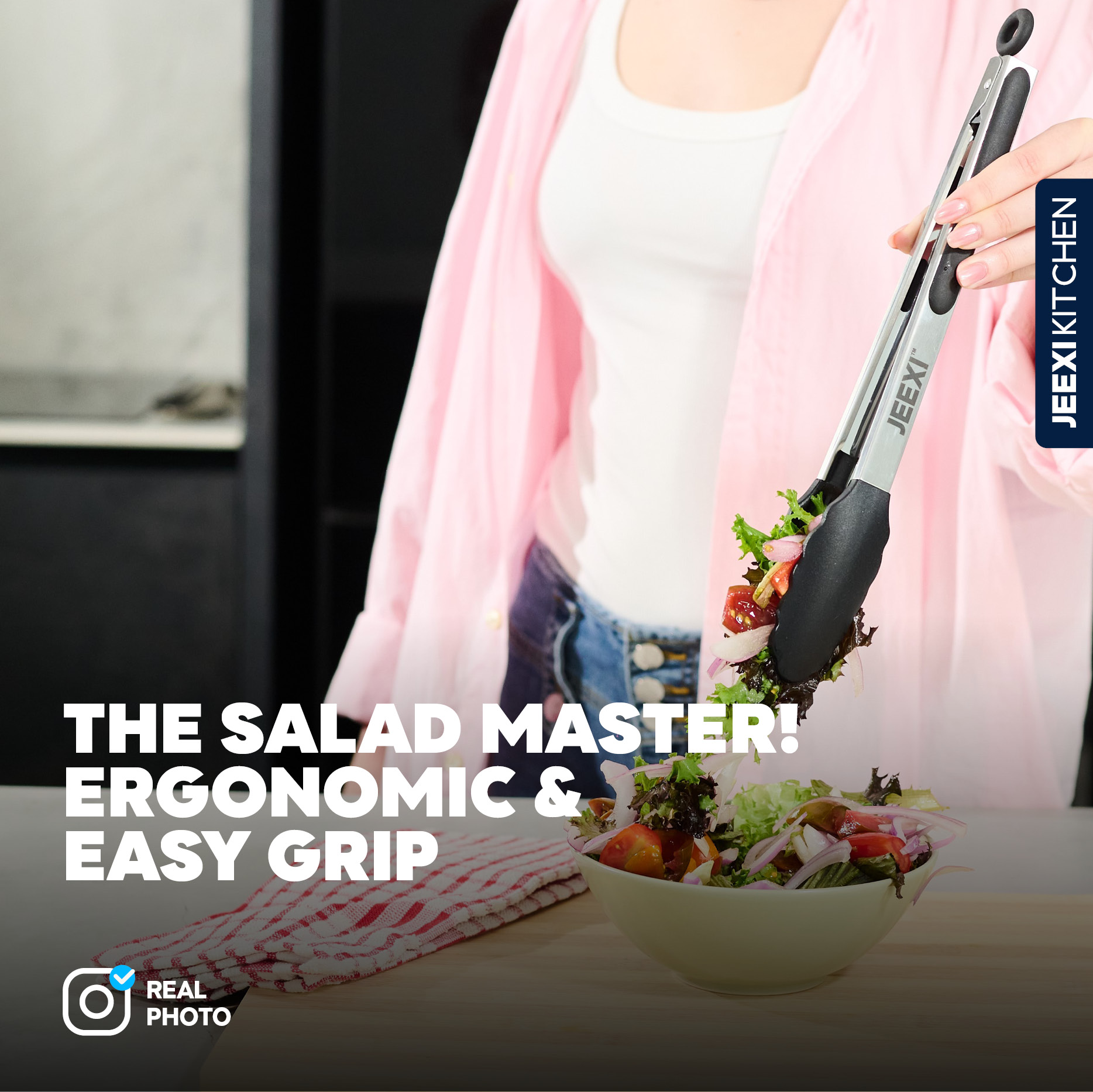 Black Kitchen Tongs for Cooking with Silicone Tips Stainless Steel Tongs 450℉ Locking Set 3, Cooking Serving Grilling Barbecuing Salads Kitchen 2