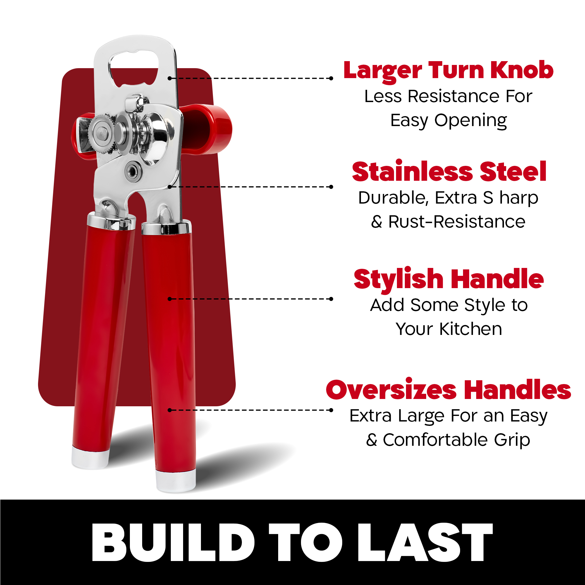 JEEXI Premium Manual Can Opener, Safety Manual Can Opener for Restaurant No Sharp Edges, Ergonomic Opener Hand Held Smooth 2