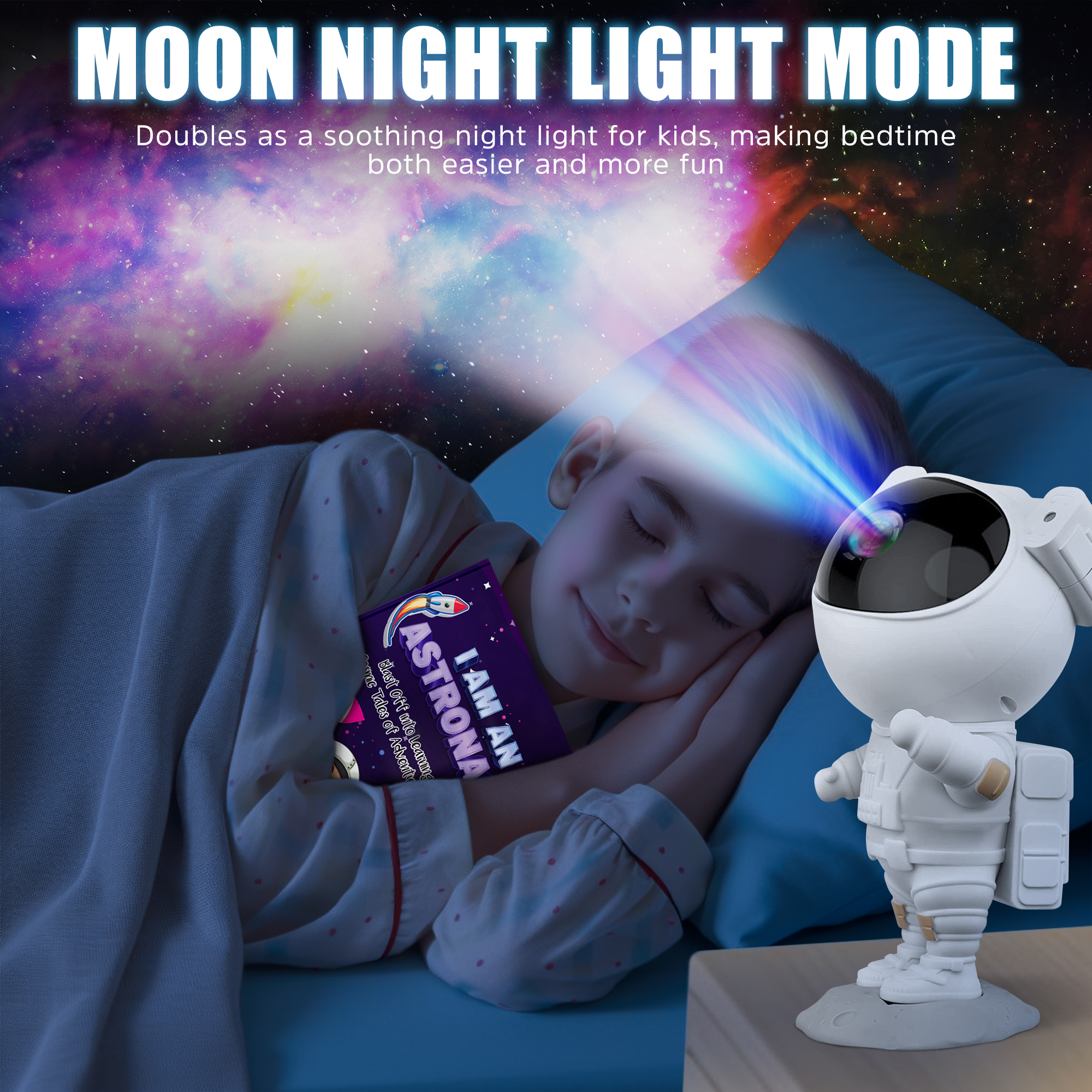 JEEXI Star Projector Galaxy Night Light - Astronaut Space Projector, Starry Nebula Ceiling LED Lamp with Timer and Remote, Kids Room Decor 4