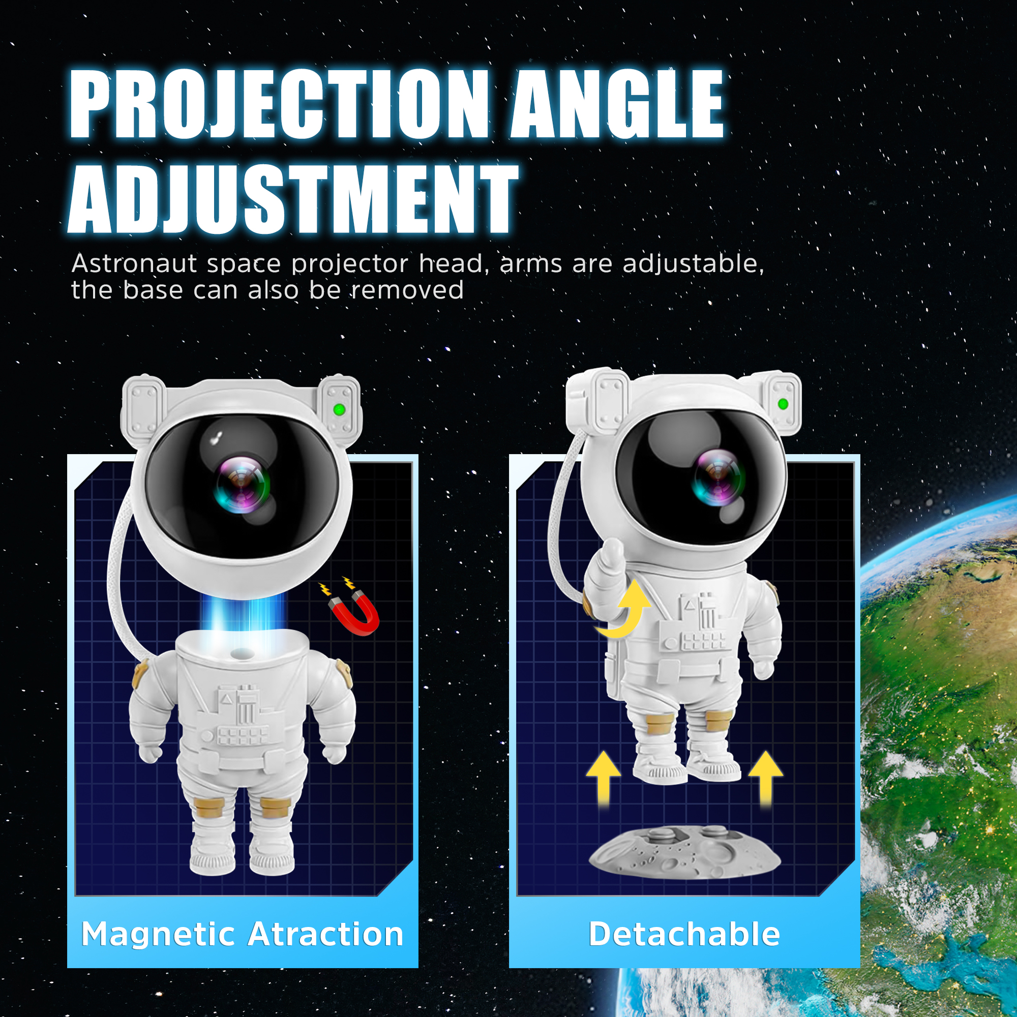 JEEXI Star Projector Galaxy Night Light - Astronaut Space Projector, Starry Nebula Ceiling LED Lamp with Timer and Remote, Kids Room Decor 5