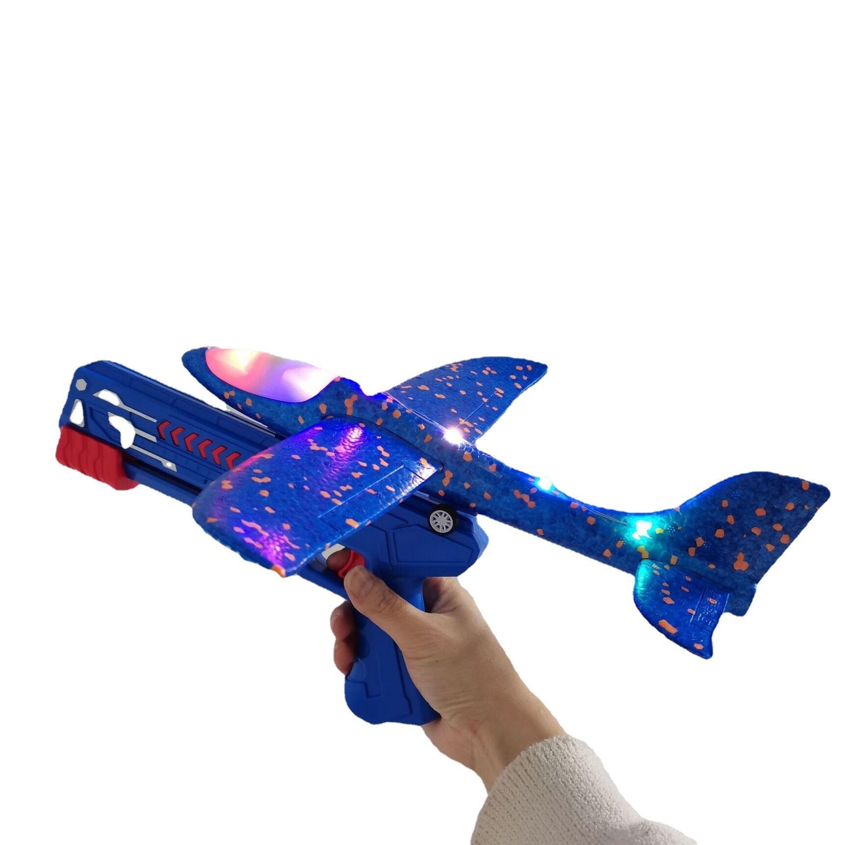 JEEXI Airplane Launcher Toys, 13.2'' LED Foam Glider Plane Summer Toy for Boys, Outdoor Flying Toys Birthday Gifts for Boys Girls 4 5 6 7 8 9 10 11 12 Year Old2