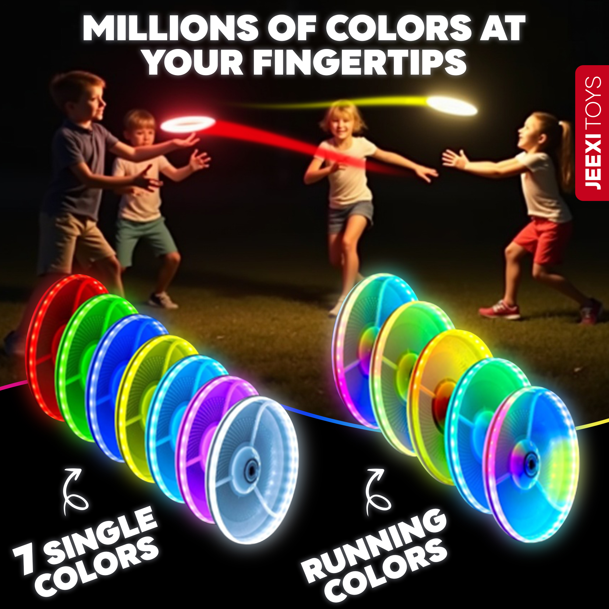 JEEXI Original LED Frisbee - Glow in The Dark Flying Disc with 38 LEDs, 12 Lighting Modes, Light-Up Frisbee for Outdoor Night Game Toy2