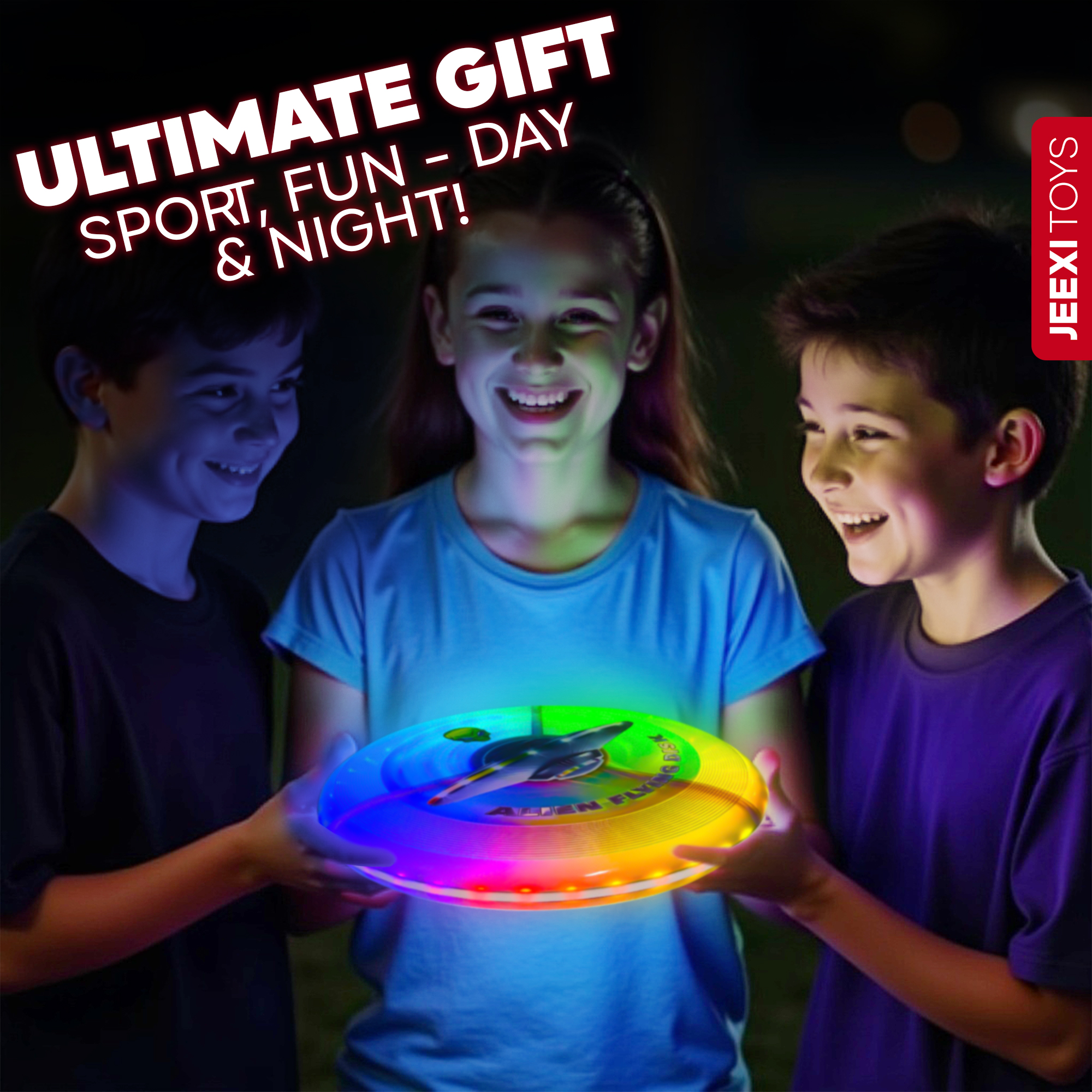JEEXI Original LED Frisbee - Glow in The Dark Flying Disc with 38 LEDs, 12 Lighting Modes, Light-Up Frisbee for Outdoor Night Game Toy4