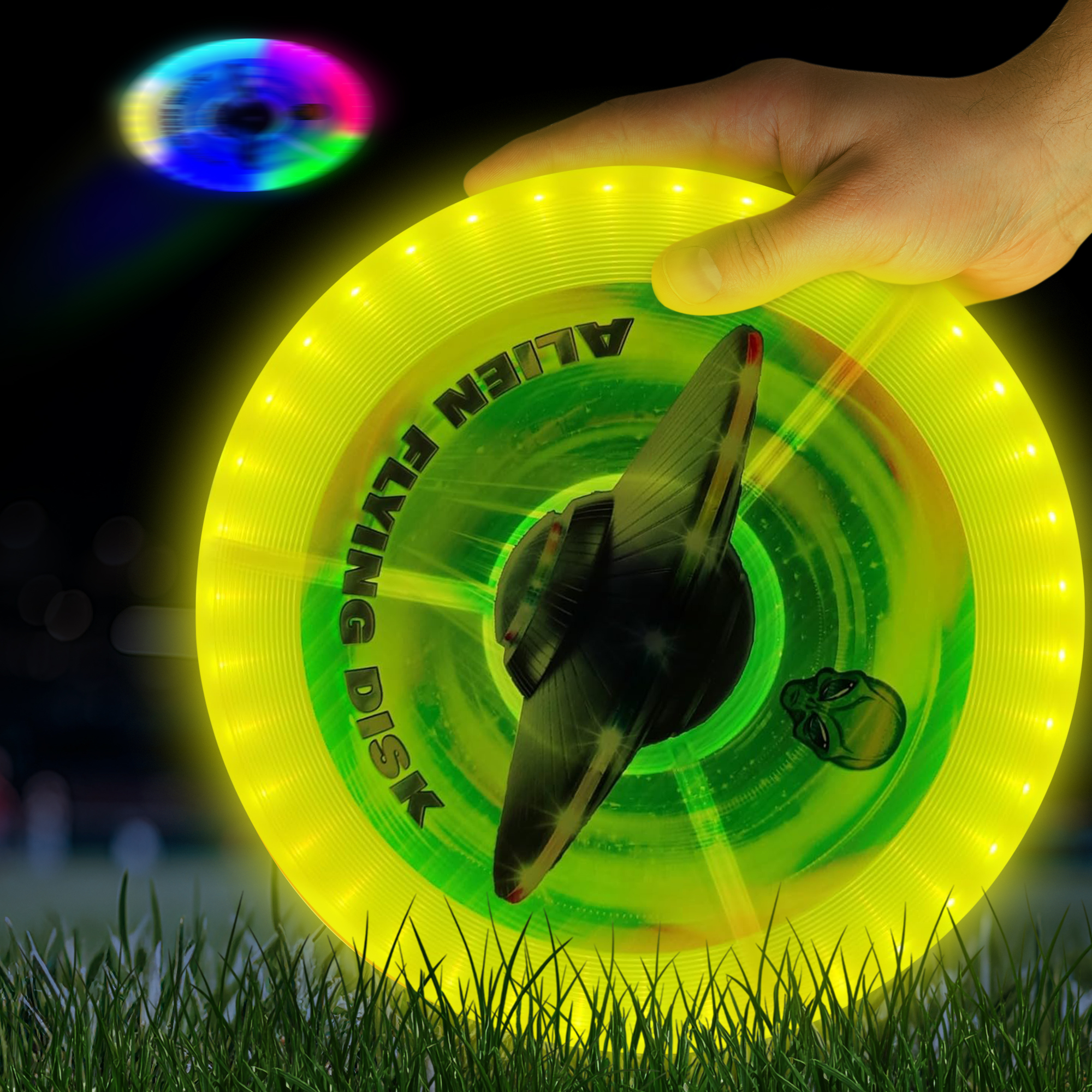 JEEXI Original LED Frisbee - Glow in The Dark Flying Disc with 38 LEDs, 12 Lighting Modes, Light-Up Frisbee for Outdoor Night Game Toy5