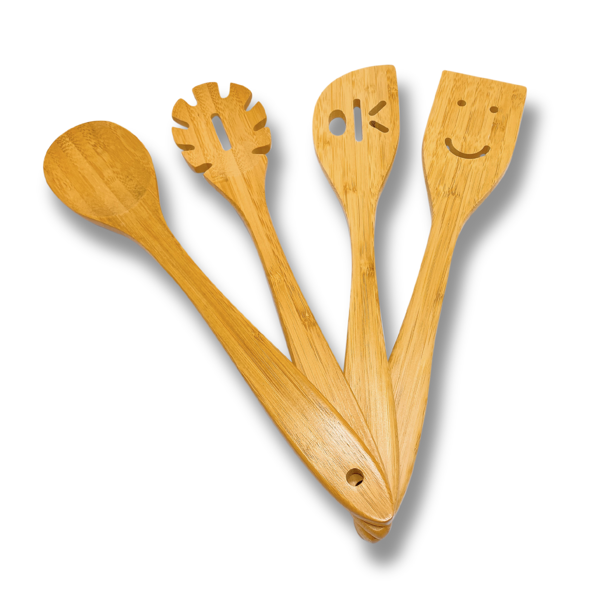 0_JEEXI Wooden Spoons for Cooking 4-Piece Bamboo Utensil Set Apartment Essentials Wood Spatula Spoon Nonstick Kitchen Utensil Kit