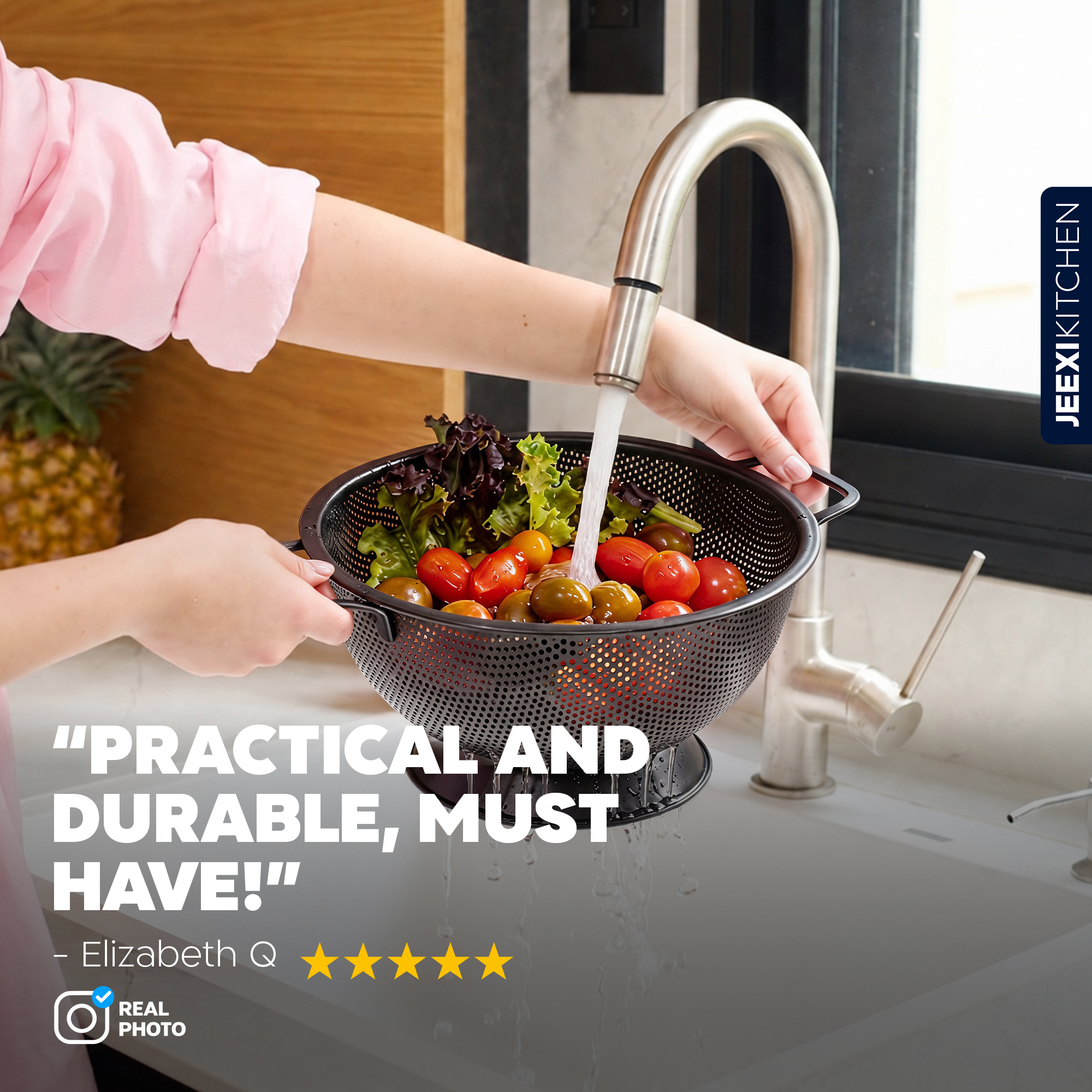 Stainless Steel Colander for Kitchen by JEEXI 3
